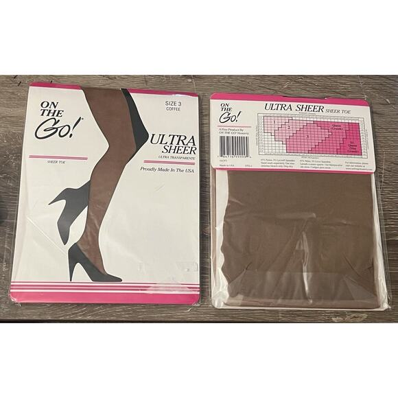 NIP On the Go Pantyhose 2 Pairs Size 3 Coffee Ultra Sheer - Picture 2 of 2